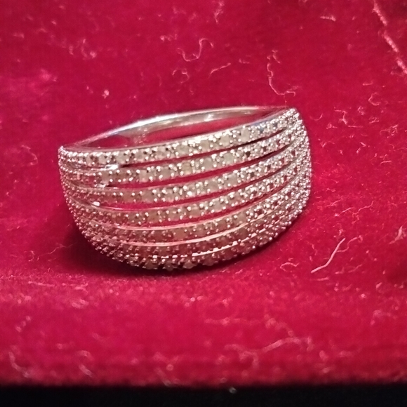 Multi roll miracle plate .25kt diamond sterling silver band - Picture 10 of 10